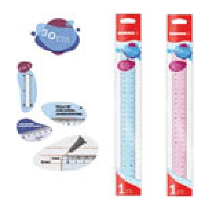 Kores® Lineal 30,0 cm, pink, blau