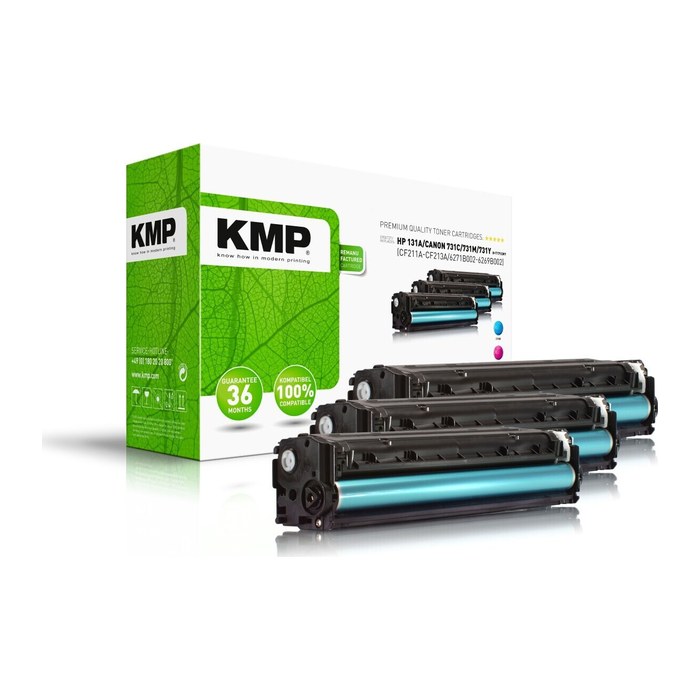 KMP H-T171CMY cyan, magenta, gelb Toner kompatibel zu HP 131A; Canon 731(U0SL1AM; 6271B002/6270B002/6269B002), 3er-Set