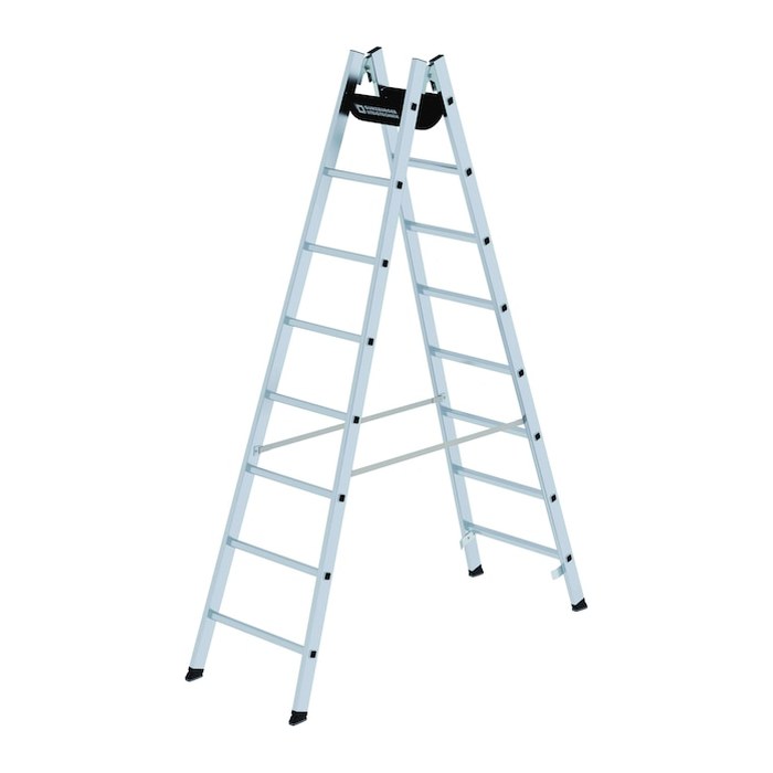 MUNK Stehleiter beidseitig 33016 silber 2x 8 Sprossen, H: 240,0 cm