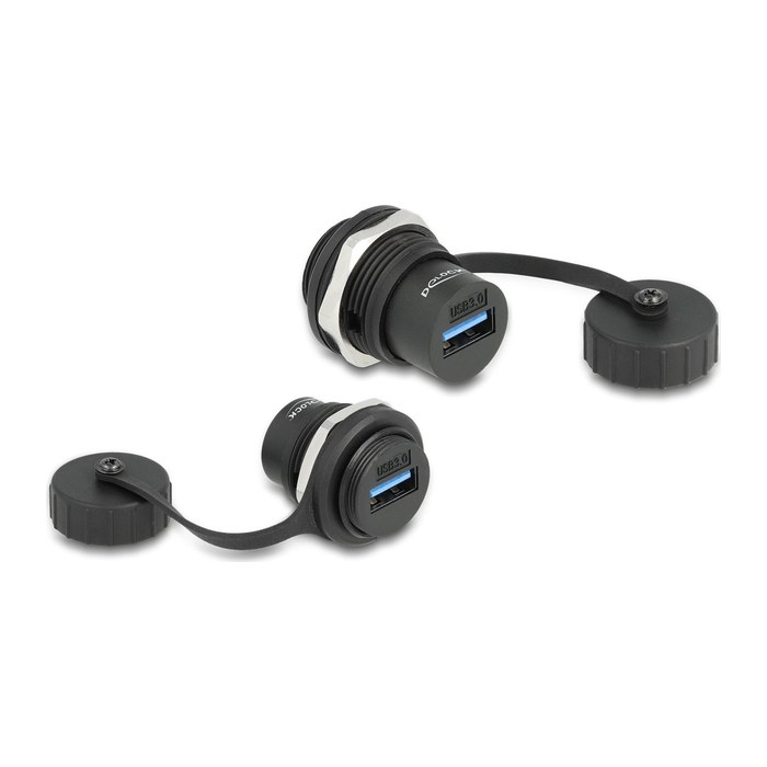 DELOCK USB-A 5 Gbps Einbaubuchse mit Verschlusskappe IP67
