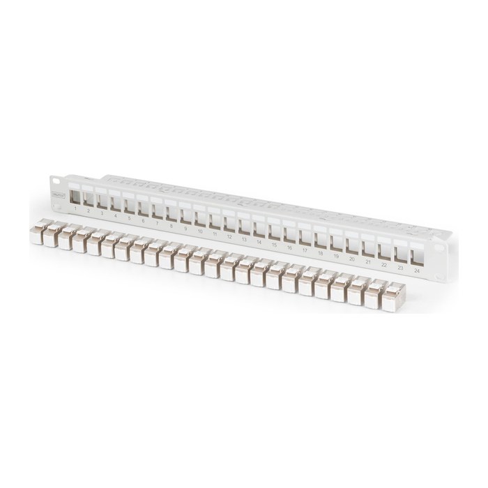 DIGITUS Patchpanel 1HE 24xCat6A Keystone Module geschirmt gr