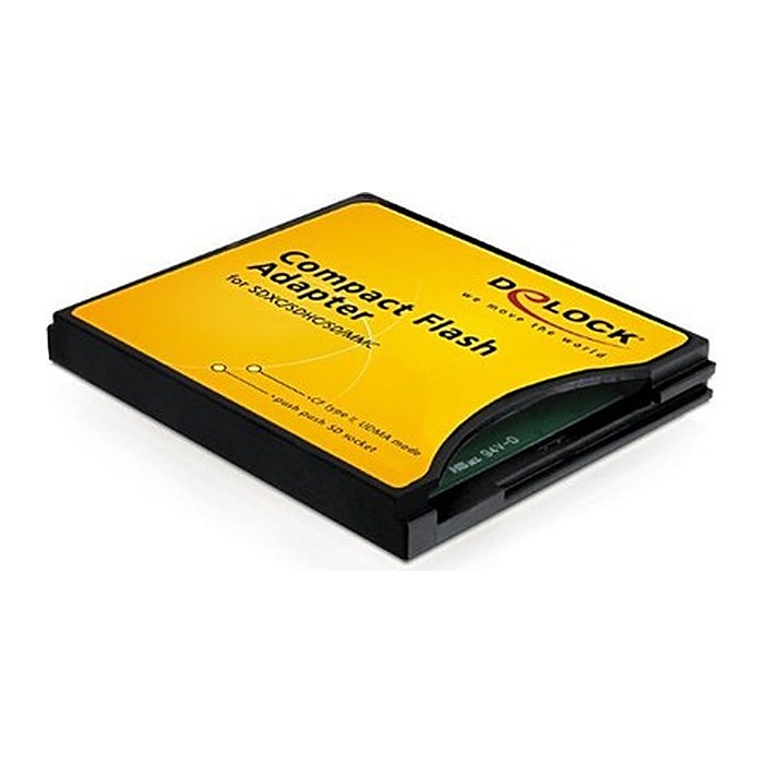 DeLOCK Compact Flash Adapter für SD Speicherkarten Multi-Compact Flash, microSD, miniSD, SD-Kartenleser schwarz