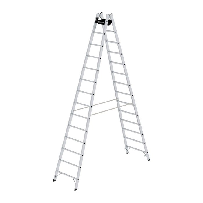 MUNK Stehleiter beidseitig 33028 silber 2x 14 Sprossen, H: 407,0 cm