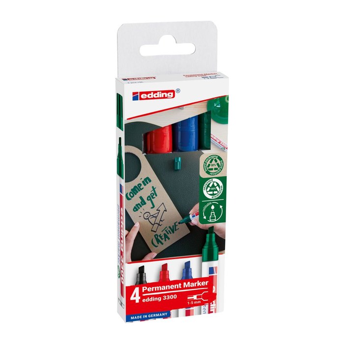 edding 3300 Permanentmarker farbsortiert 1,0 - 5,0 mm, 4 St.