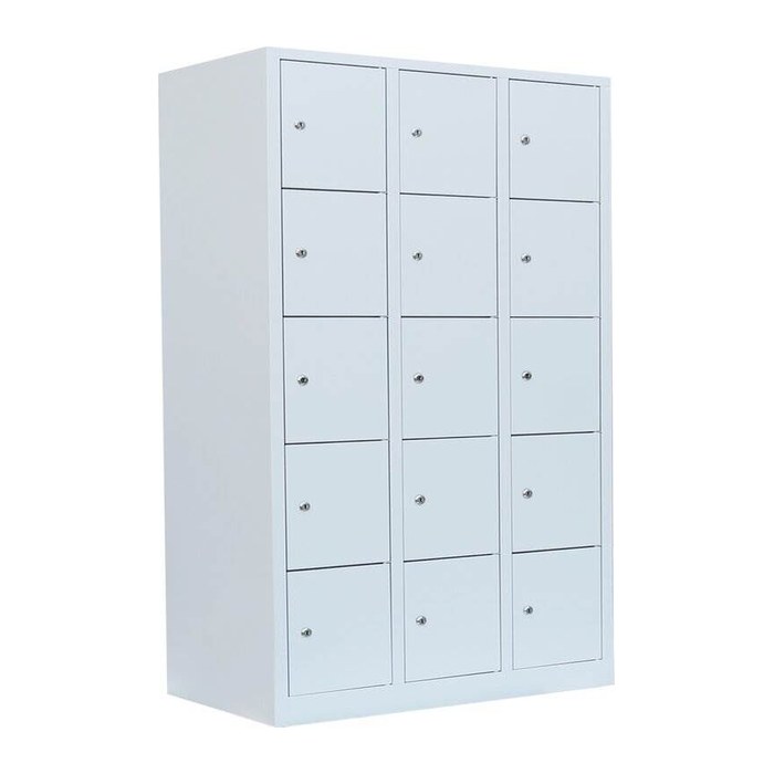 LÜLLMANN Schließfachschrank lichtgrau 523530, 15 Schließfächer 118,5 x 50,0 x 180,0 cm