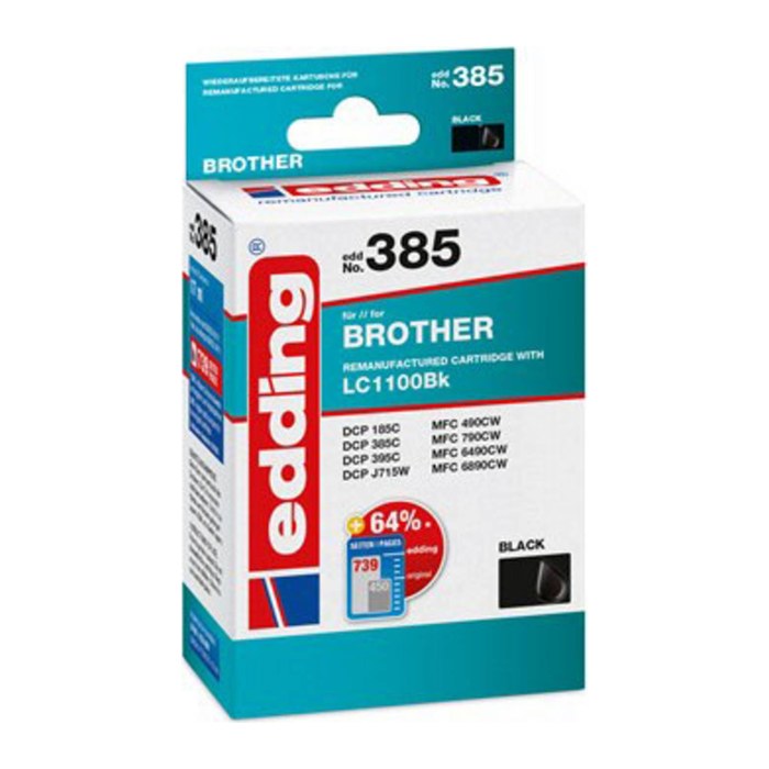 edding EDD-385 schwarz Druckerpatrone kompatibel zu brother LC-1100BK