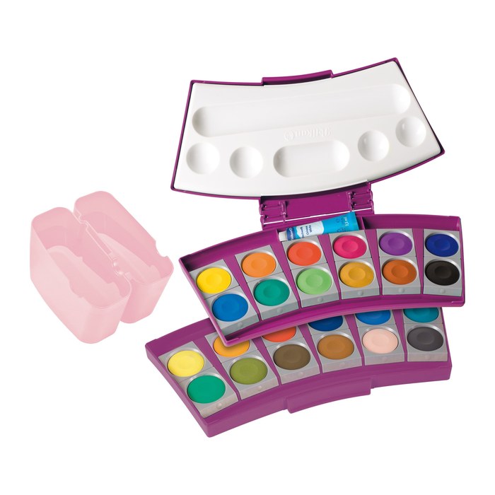 Pelikan ProColor Wasserfarbkasten 2 Wasserboxen + Deckweiß und 24 Farben