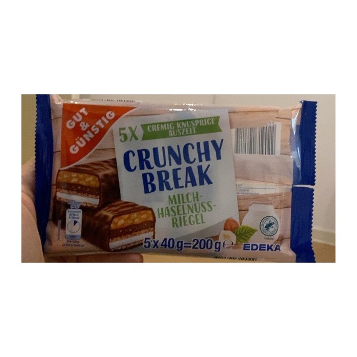 GUT&GÜNSTIG Crunchy Break Schokoriegel 5 Riegel, 1 St.