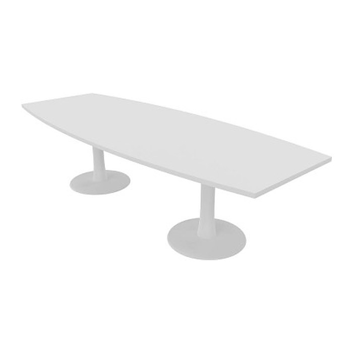 Quadrifoglio Konferenztisch Idea+ weiß Tonnenform, Säulenfuß weiß, 280,0 x 80,0 - 110,0 x 74,0 cm
