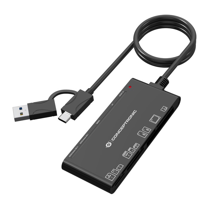 CONCEPTRONIC Kartenleser USB-A/-C3.2->7-in-1 schwarz