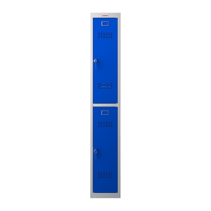 phoenix Spind Locker blau, grau PL1230GBK, 2 Schließfächer 30,0 x 50,0 x 183,0 cm