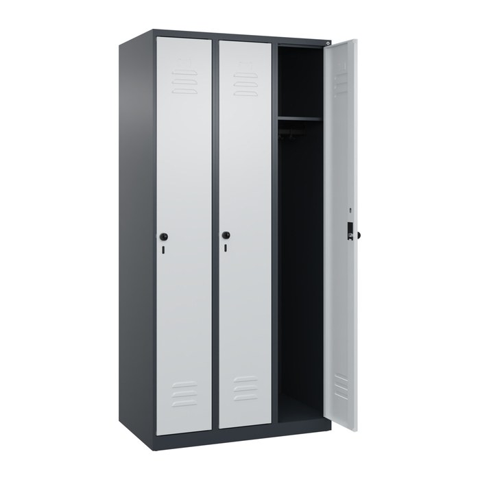 CP Spind Classic Plus anthrazitgrau, lichtgrau 080000-30 S10011, 3 Schließfächer 90,0 x 50,0 x 185,0 cm