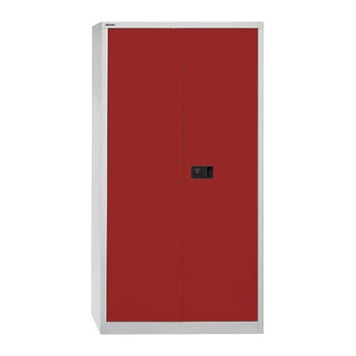 BISLEY Stahlschrank Universal E722A03506 lichtgrau, kardinalrot 3 Fachböden 91,4 x 40,0 x 180,6 cm, aufgebaut, 1 St.