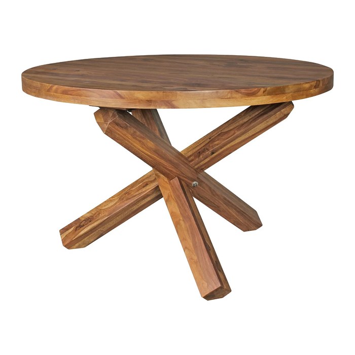WOHNLING Esstisch sheesham rund, 3-Fuß-Gestell sheesham, 120,0 x 120,0 x 75,0 cm