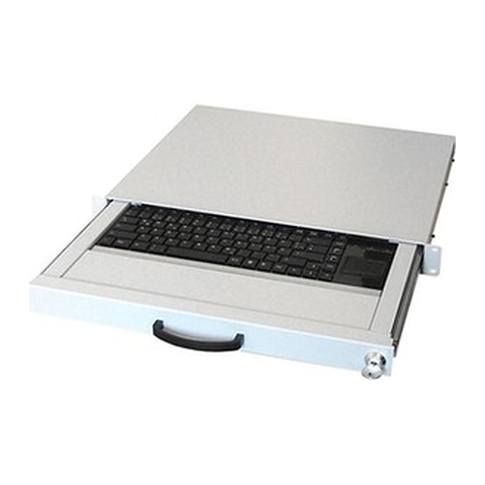 aixcase 19" Rack 1U Tastatur DE Touchpad USB lichtgrau