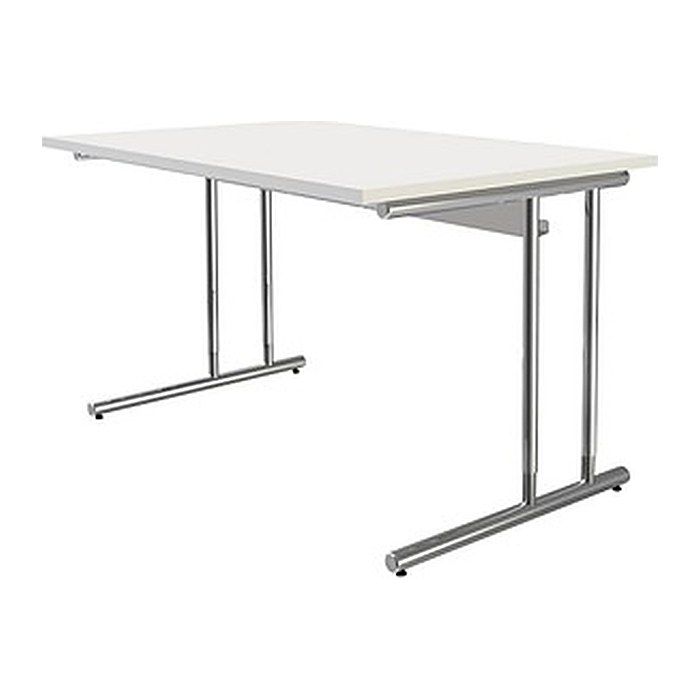 Kerkmann Schreibtisch weiß rechteckig, C-Fuß-Gestell chrom 120,0 x 80,0 cm