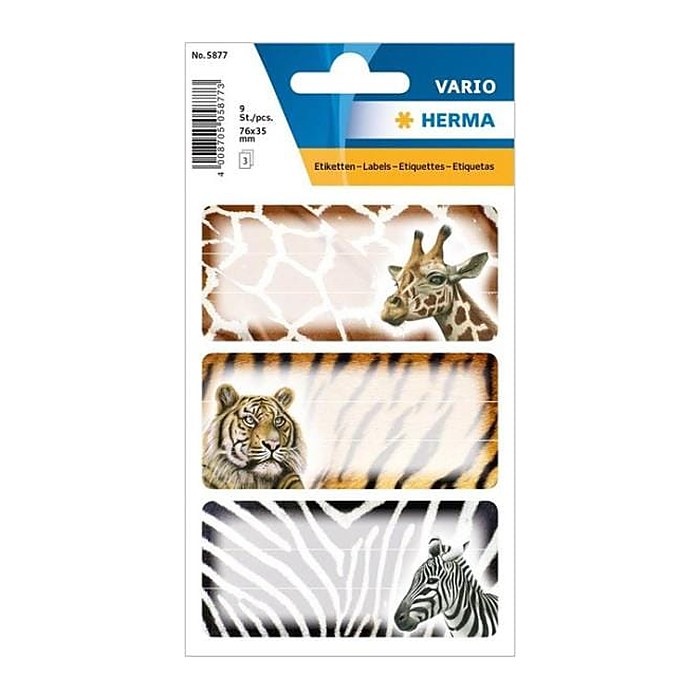 HERMA Schuletiketten 5877 Afrikanische Tiere, 9 Etiketten
