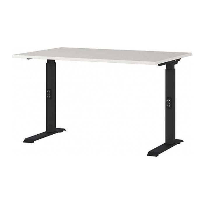 GERMANIA DOWNEY höhenverstellbarer Schreibtisch lichtgrau rechteckig, C-Fuß-Gestell schwarz 120,0 x 80,0 cm
