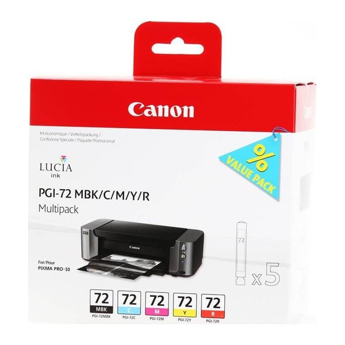Canon PGI-72 MBK/C/M/Y/R mattschwarz, cyan, magenta, gelb, rot Druckerpatronen, 5er-Set
