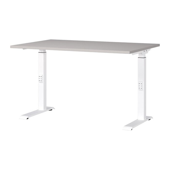 GERMANIA DOWNEY höhenverstellbarer Schreibtisch kaschmir rechteckig, C-Fuß-Gestell weiß 120,0 x 80,0 cm