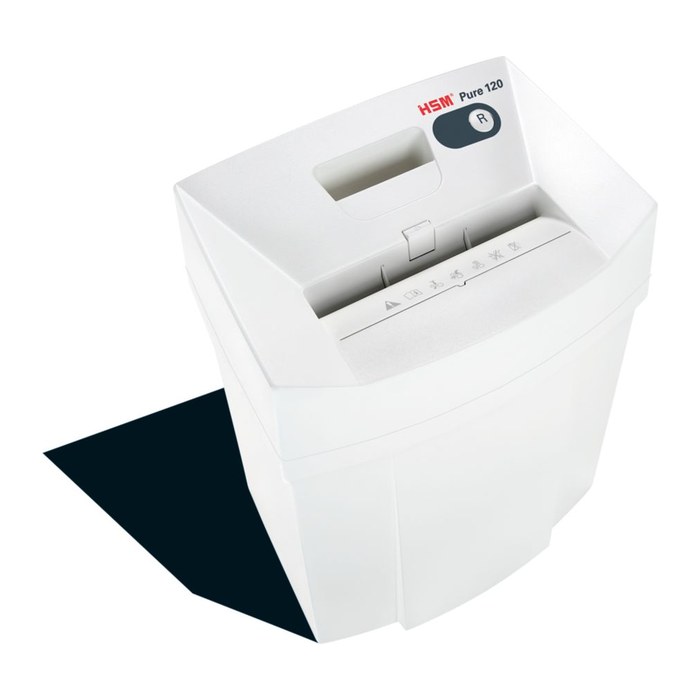 HSM Pure 120 Aktenvernichter mit Partikelschnitt P-4, 4 x 25 mm, bis 6 Blatt, weiß