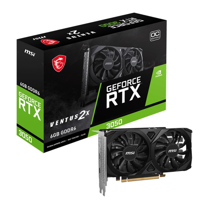 MSI RTX3050 VENTUS 2X E OC 6GB GDDR6 HDMI DVI DP