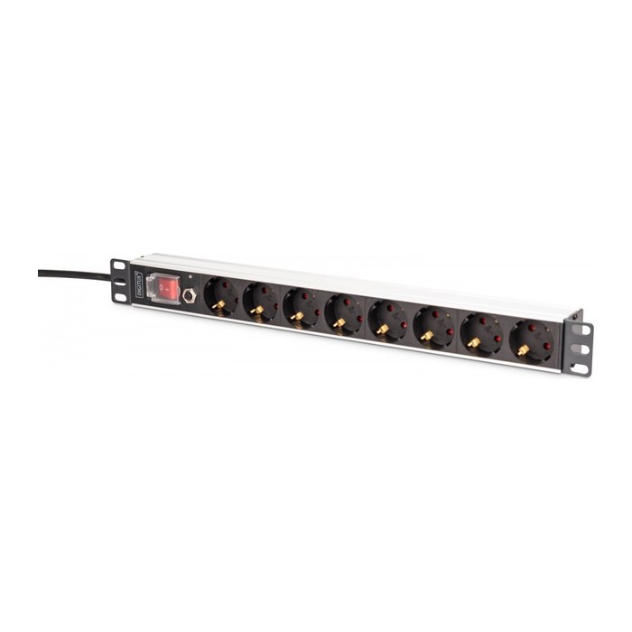 DIGITUS Steckdosenleiste 8-fach 19" Alu. 1HE 2m schwarz