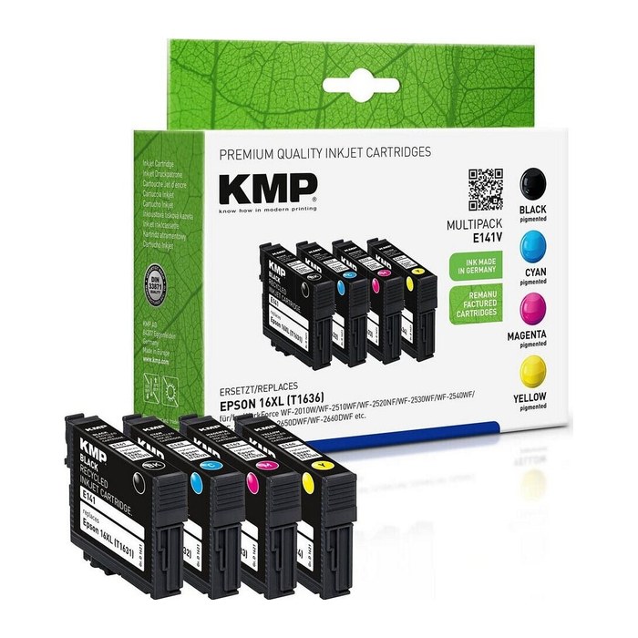 KMP E141V schwarz, cyan, magenta, gelb Druckerpatronen kompatibel zu EPSON 16XL / T1636XL, 4er-Set