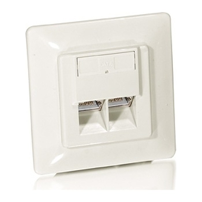 Equip Cat5e Unterputzdose+Frontplatte 2xRJ45 45° RAL9010