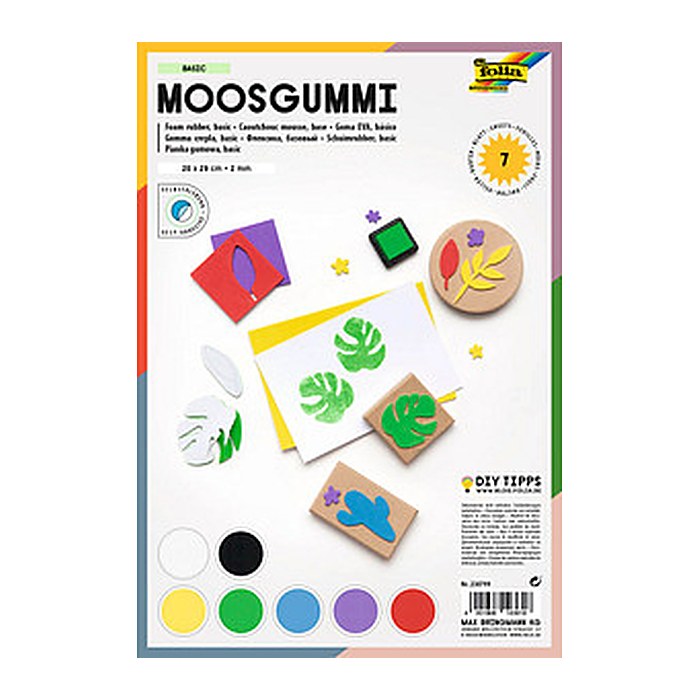 folia Moosgummi Basic selbstklebend mehrfarbig 7 St.