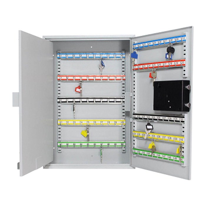 ROTTNER S150 EL Schlüsselkasten lichtgrau mit 150 Haken, Elektronikschloss, 38,0 x 14,0 x 55,0 cm, 1 St.