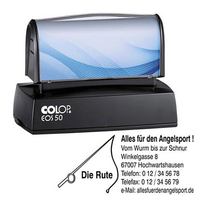COLOP Textstempel, individualisierbar EOS 50 selbstfärbend blau, schwarz, rot mit Logo, 1 St.