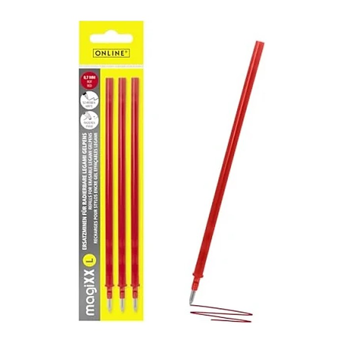 ONLINE® magiXX L Gelschreiberminen rot 0,7 mm 3 St.