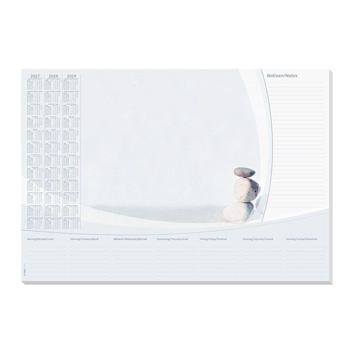SIGEL Schreibtischunterlage Harmonie 2027/2028/2029 weiß/grau Papier 59,5 x 41,0 cm, 30 Blatt