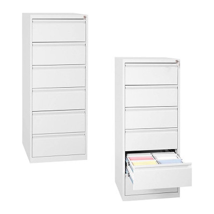 Gürkan Karteischrank reinweiß 6 Schubladen 53,0 x 62,0 x 132,0 cm, 1 St.