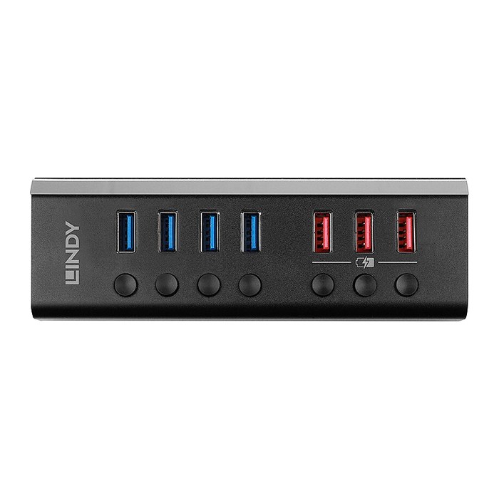 LINDY 4 Port USB 3.0 Hub mit 3 Schnellladeports
