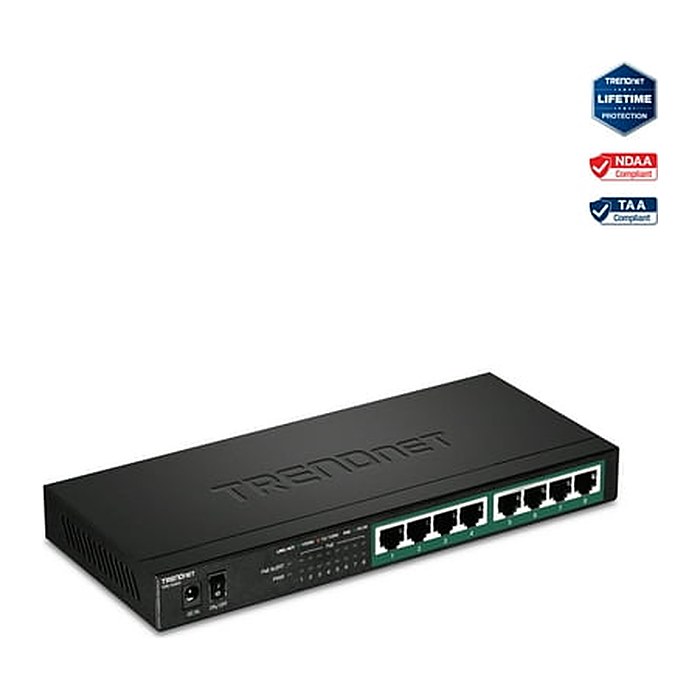 TRENDnet Switch 8-Port Gbit PoE+ 65W WallMount