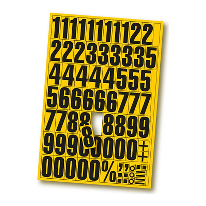 EICHNER Ziffern 0-9 Magnete gelb 22,5 x 32,5 cm, 2 Bogen