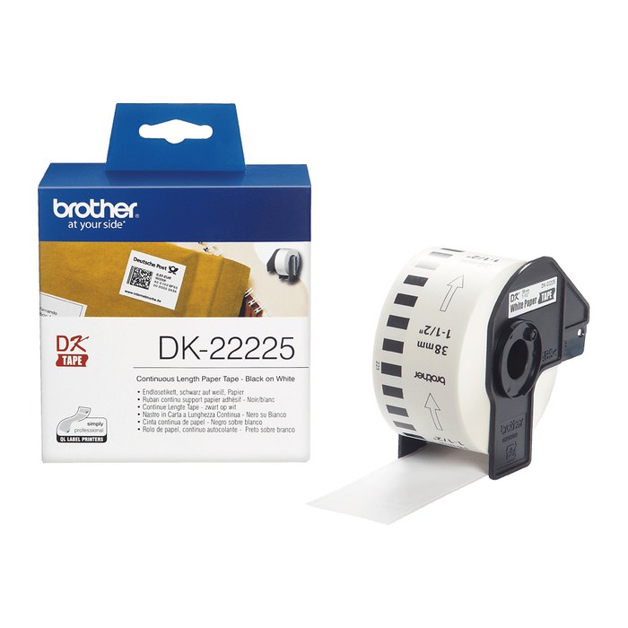brother Endlospapierrolle für Etikettendrucker DK22225 weiß, 38,0 mm x 30,48 m, 1 Rollen