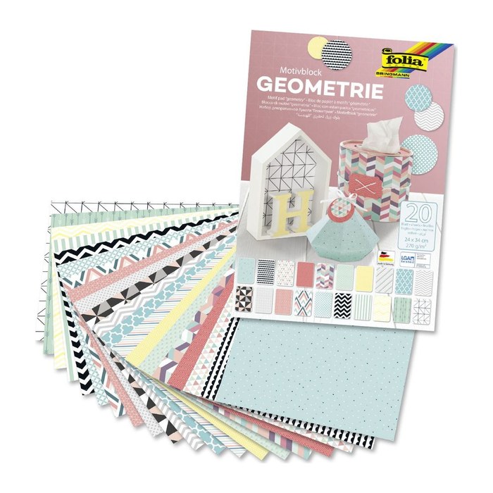 folia Motivblock GEOMETRIE farbsortiert 270 g/qm 20 Blatt