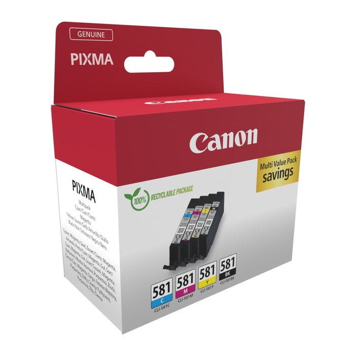 Canon CLI-581 BK/C/M/Y schwarz, cyan, magenta, gelb Druckerpatronen, 4er-Set