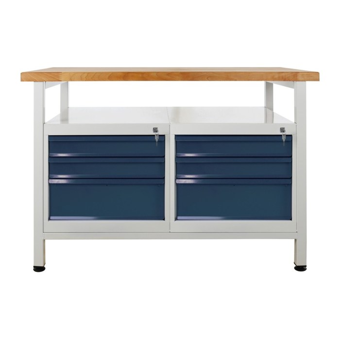 ADB Werkbank lichtgrau, anthrazitgrau 6 Schubladen 120,0 x 60,0 x 84,0 cm