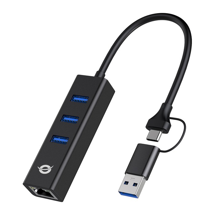 CONCEPTRONIC Adapter USB-C/-A3.0->3xUSB-A/GbE 5Gbs 0.18m sw