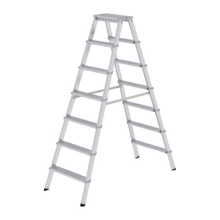MUNK Stehleiter beidseitig 11237 silber 2x 7 Stufen, H: 163,0 cm