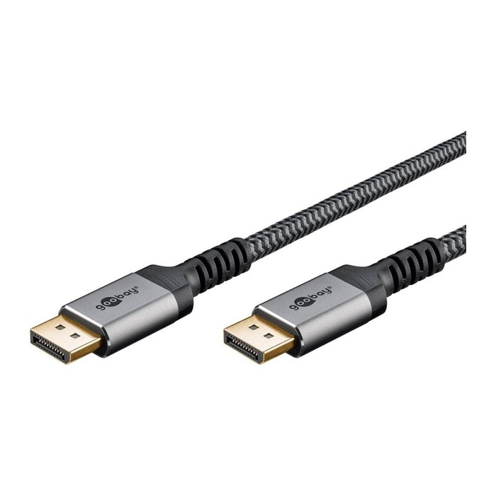 goobay DisplayPort 1.4 Kabel 2,0 m grau, schwarz, 1 St.