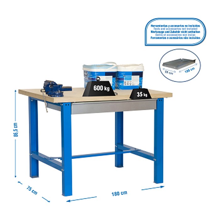 Simonrack Werkbank SIMONWORK BT6 BOX blau 1 Schublade 180,0 x 75,0 x 86,5 cm