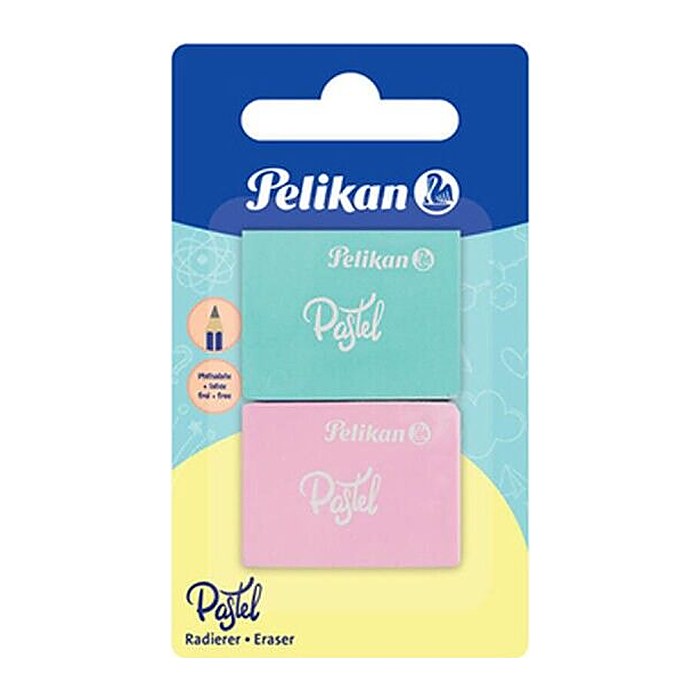 Pelikan Radiergummis Pastel farbsortiert, 2 St.
