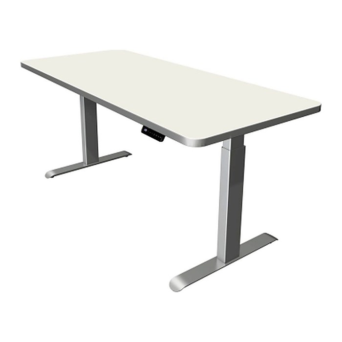 Kerkmann Move 3 Premium elektrisch höhenverstellbarer Schreibtisch weiß rechteckig, T-Fuß-Gestell silber 180,0 x 80,0 cm