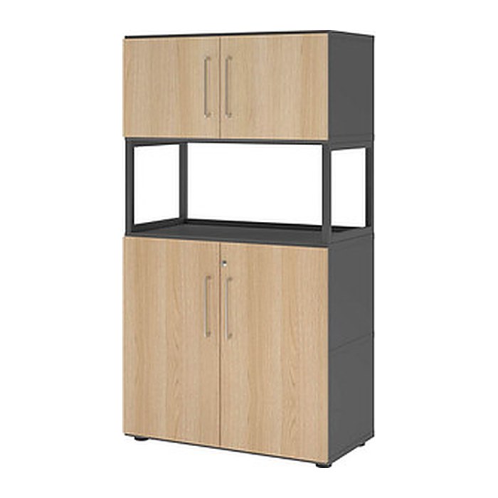 HAMMERBACHER Regalschrank FlexWall, VFW48K5RG/G/E/BS grafit, eiche 80,0 x 40,0 x 145,0 cm, 1 St.