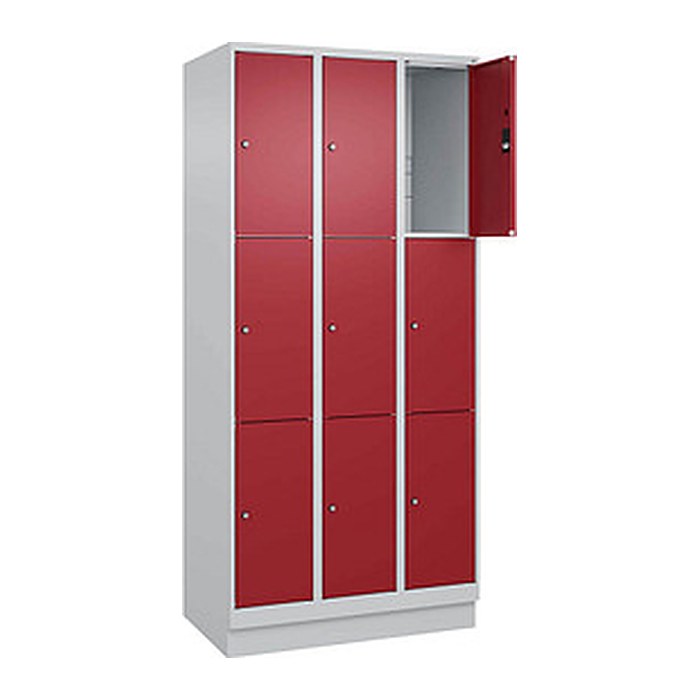 CP Schließfachschrank Classic PLUS lichtgrau, rubinrot 080020-303 S10001, 9 Schließfächer 90,0 x 50,0 x 195,0 cm